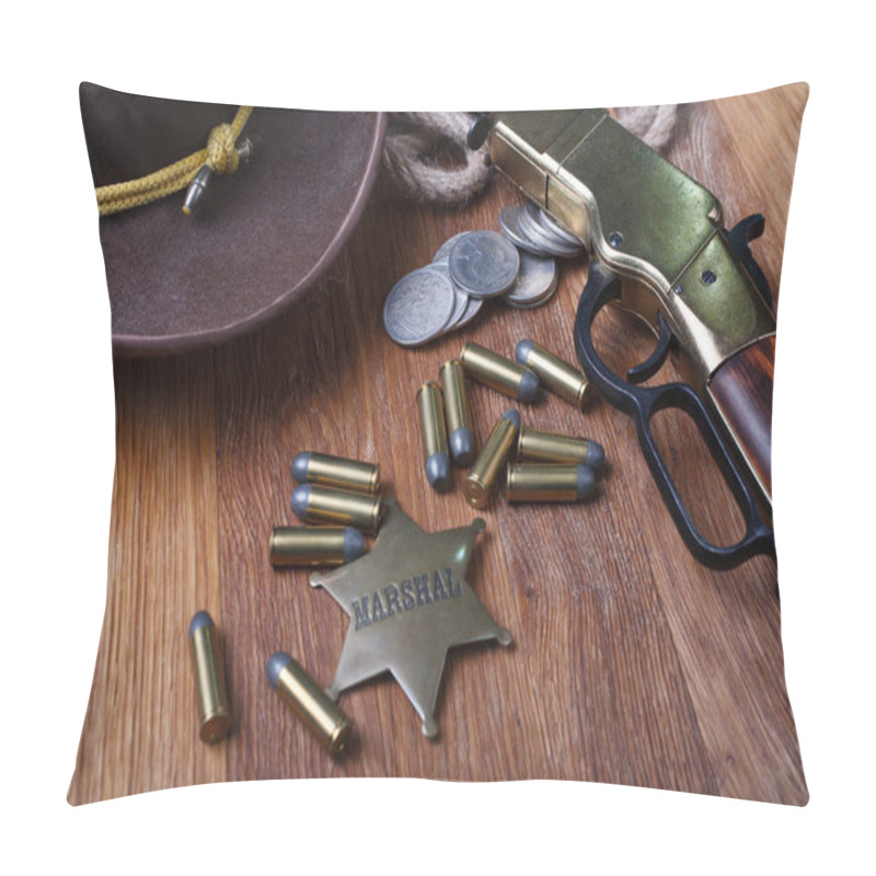 Personality  Wild West Gun, Ammunition And U.S. Marshal Badge Pillow Covers