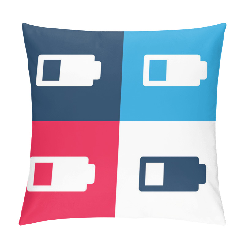 Personality  Battery Status Sign With Less Than Half Energy Charge Blue And Red Four Color Minimal Icon Set Pillow Covers