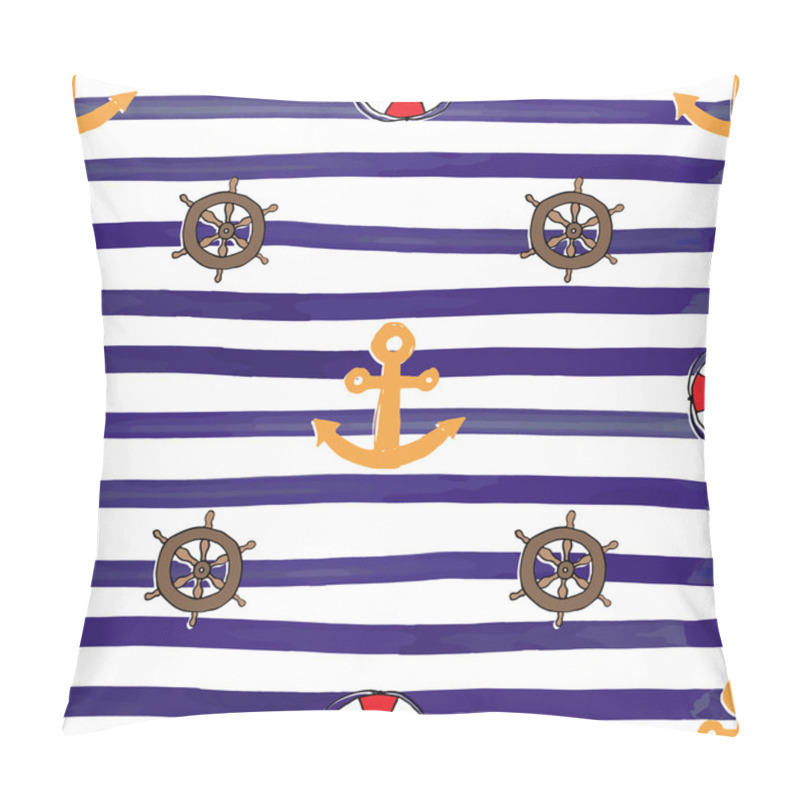 Personality  Nautical And Anchor, Seamless Pattern Vector Illustration. Pillow Covers