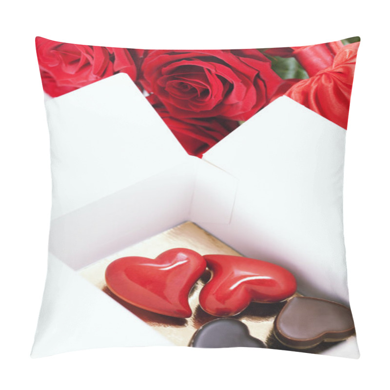 Personality  Red Roses And Hearts For Valentine's Day Pillow Covers