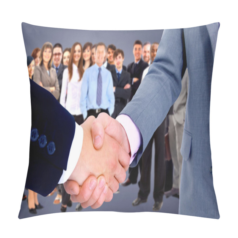 Personality  Handshake Isolated On Business Background Pillow Covers