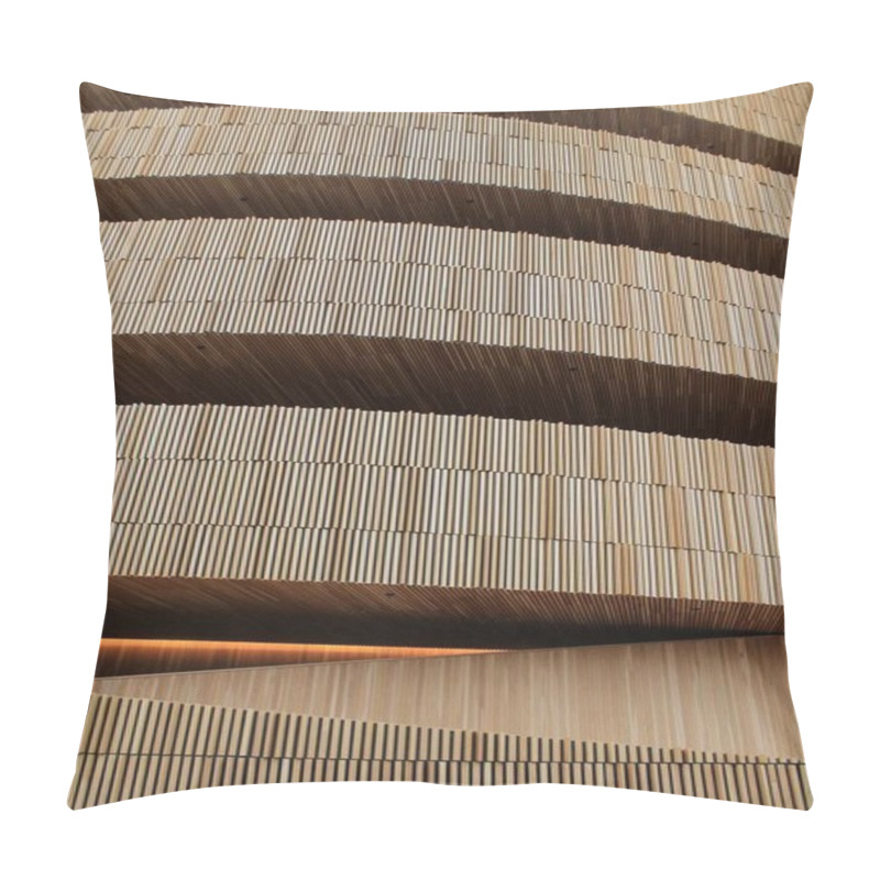 Personality  Modern Architectural Design With Layered Wooden Panels. High Quality Photo Pillow Covers