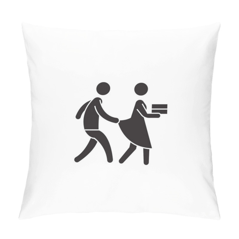 Personality  Harassment Behevior Black Vector Concept Icon. Harassment Behevior Flat Illustration, Sign Pillow Covers