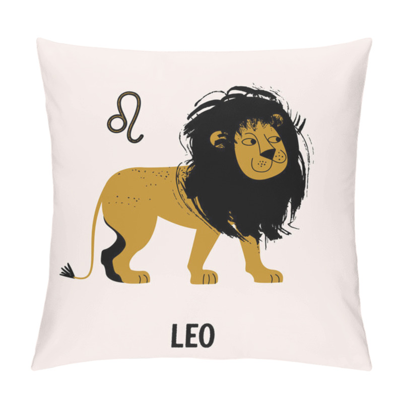 Personality  Sign Of The Zodiac Leo. Constellation Of Leo. Vector Illustration In Flat Style. Horoscope And Astrology Pillow Covers