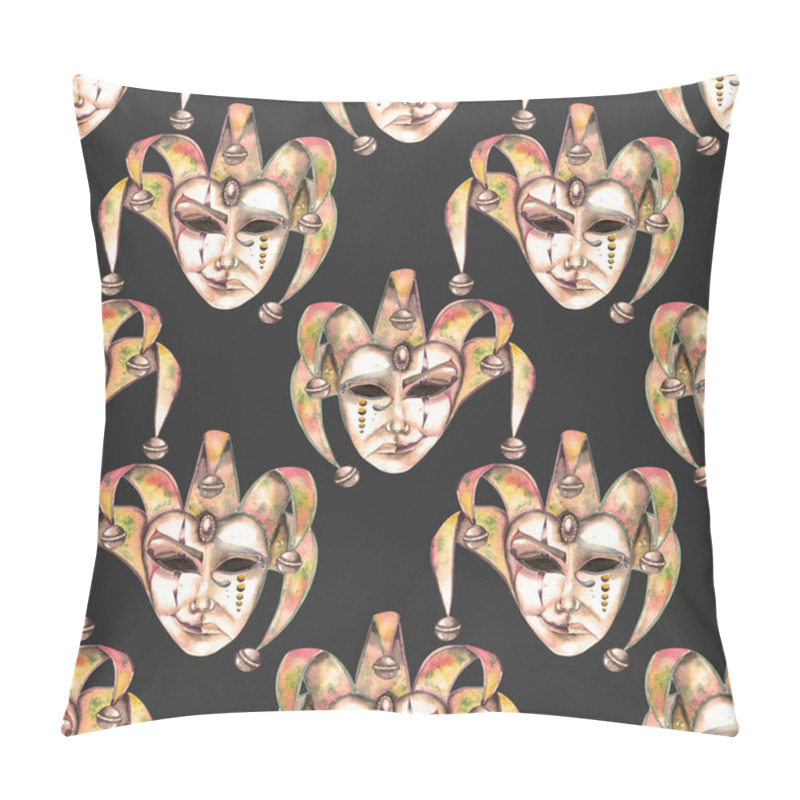 Personality  Seamless Pattern With Venetian Masks Of Laughter And Sadness Emotions Pillow Covers