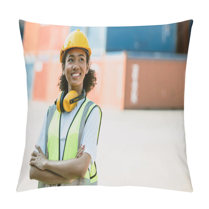 Personality  Portrait Black Teen Girl Cargo Staff Worker Smart Confident Happy Smile Good Welfare Pillow Covers