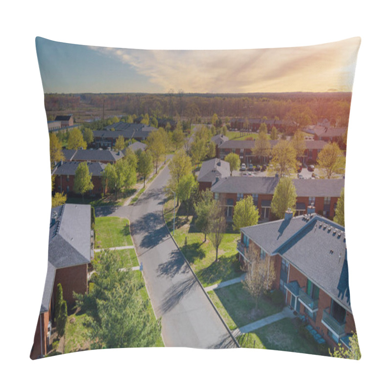 Personality  Aerial View Urban Landscape On Apartment Complex Small American Town A Sleeping Area Home Roofs Pillow Covers