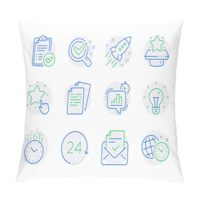 Personality  Education Icons Set. Included Icon As Ranking Star, Statistics Timer, Approved Mail Signs. Winner Podium, 24 Hours, Documents Symbols. Approved Report, Time, Idea. Chemistry Lab. Vector Pillow Covers