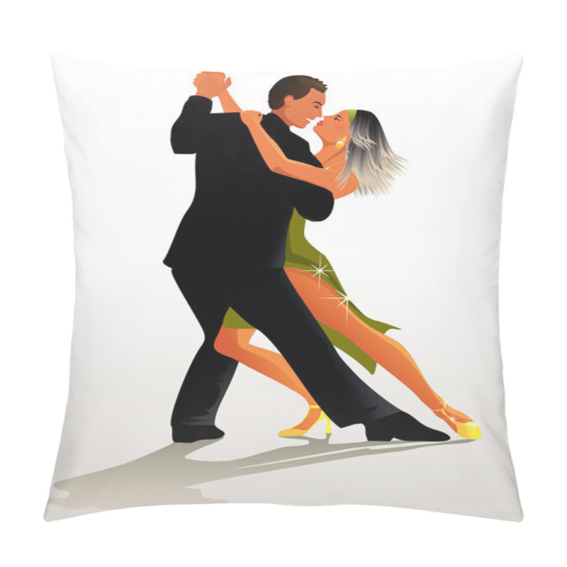 Personality  Couple Dancing Tango - Vector Illustration Pillow Covers