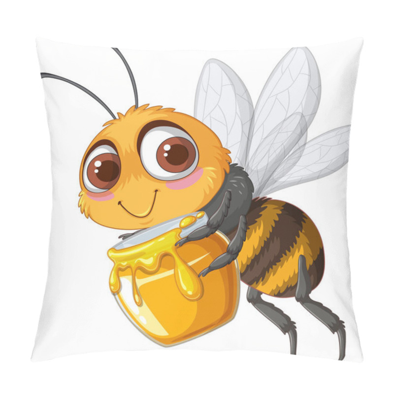 Personality  Adorable Bee Holding A Dripping Honey Jar Pillow Covers