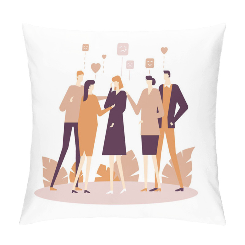 Personality  Group Therapy - Modern Flat Design Style Illustration Pillow Covers