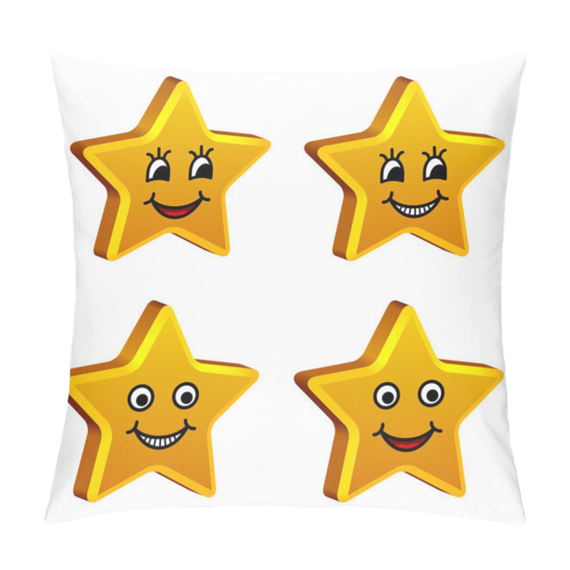 Personality  3d Golden Smiling Stars Pillow Covers