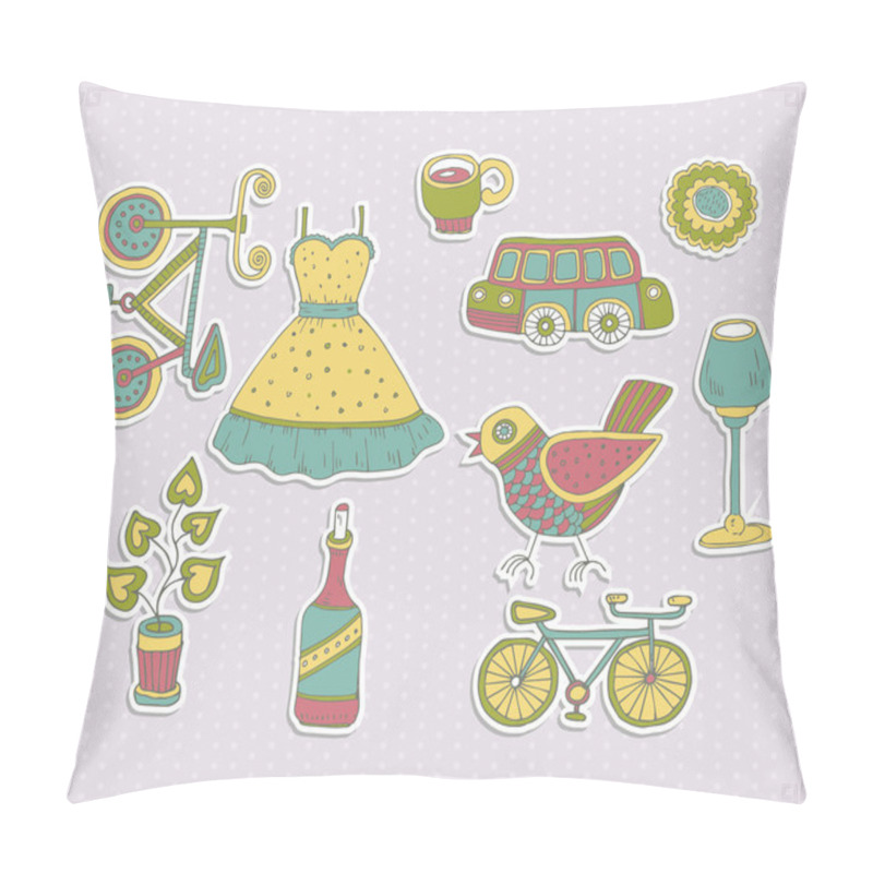 Personality  Retro Travel Set With A Bicycle Pillow Covers