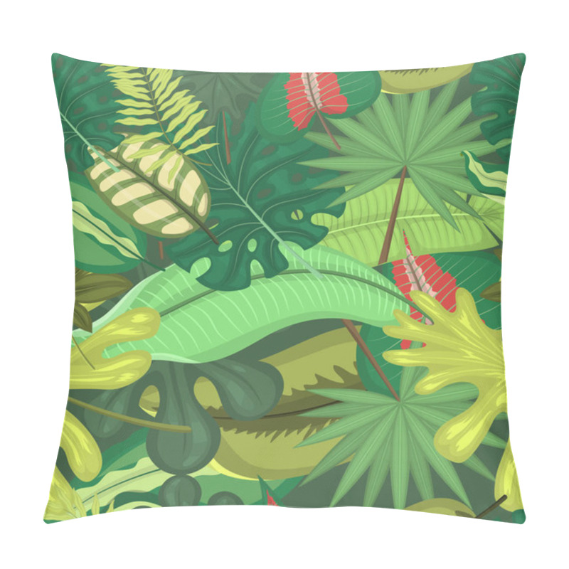 Personality  Tropical Leaves Seamless Pattern Vector Illustration. Summer Time. Amazing Palms. Jungle Leaves, Split Leaf, Philodendron Plant. Vacation And Rest In Nature. Rainforest Trees. Pillow Covers