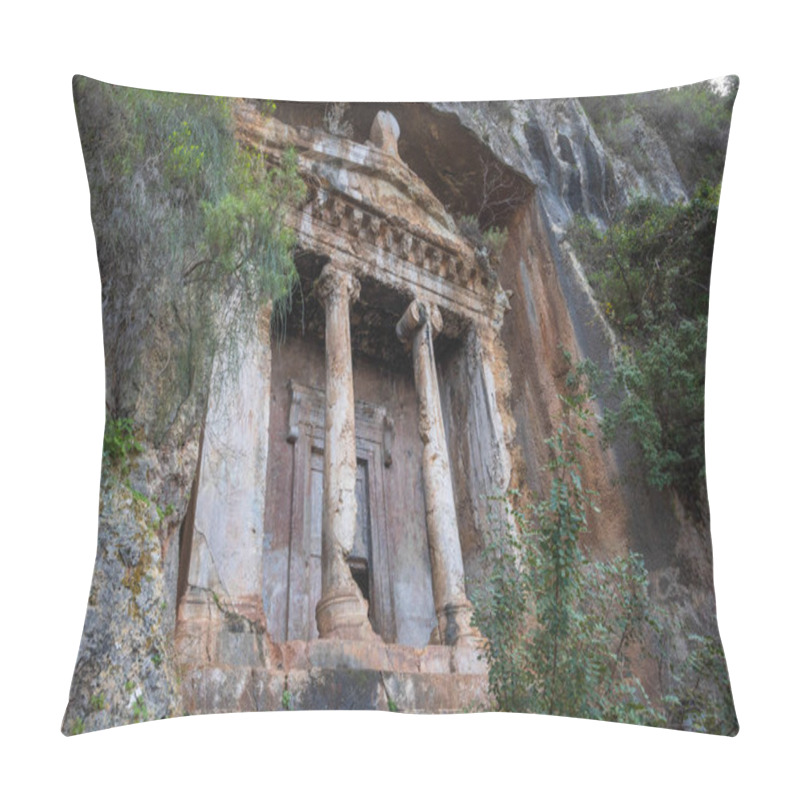 Personality  The Lycian Rock Tomb, One Of The Most Iconic Landmarks Of Fethiye, Continues To Draw Travelers And History Enthusiasts From Around The World. Pillow Covers