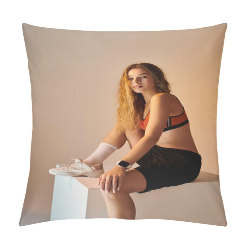 Personality  A Beautiful Athlete Showcases Her Emotions While Posing Gracefully Against A Soft Background. Pillow Covers