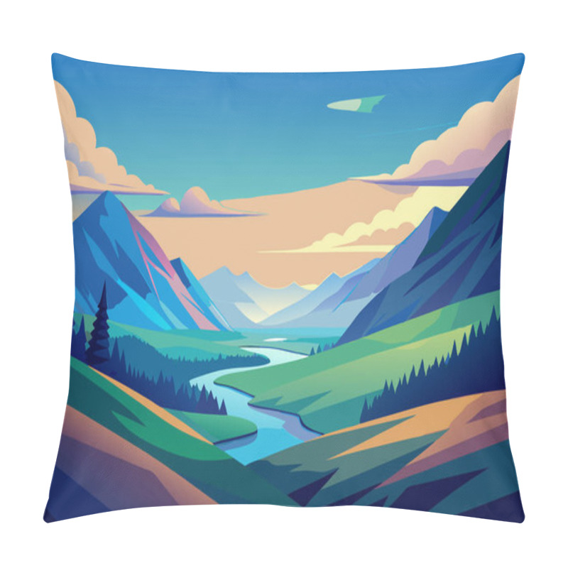 Personality  Natural Landscape Background With Mountains Pillow Covers