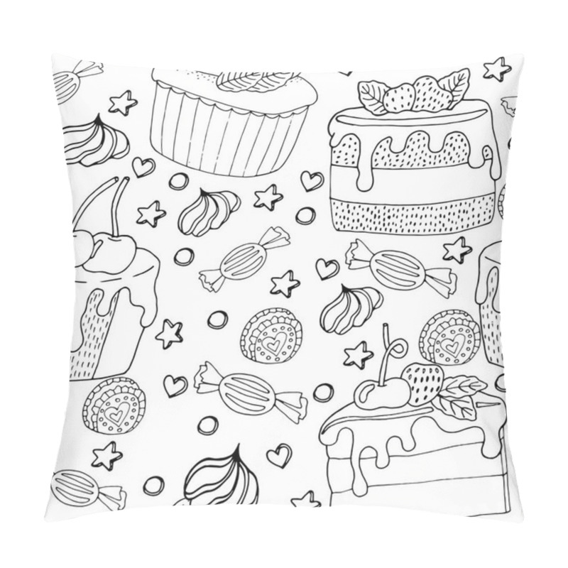 Personality  Seamless Pattern With Cake, Cupcake, Candy And Other Dessert Wit Pillow Covers