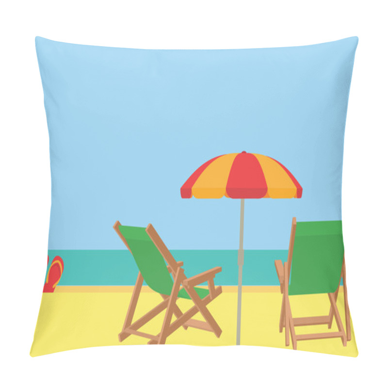 Personality  Scene On A Tropical Beach With Deck Chairs Pillow Covers