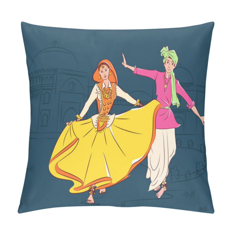 Personality  Couple Performing Phag Folk Dance Of Haryana, India Pillow Covers