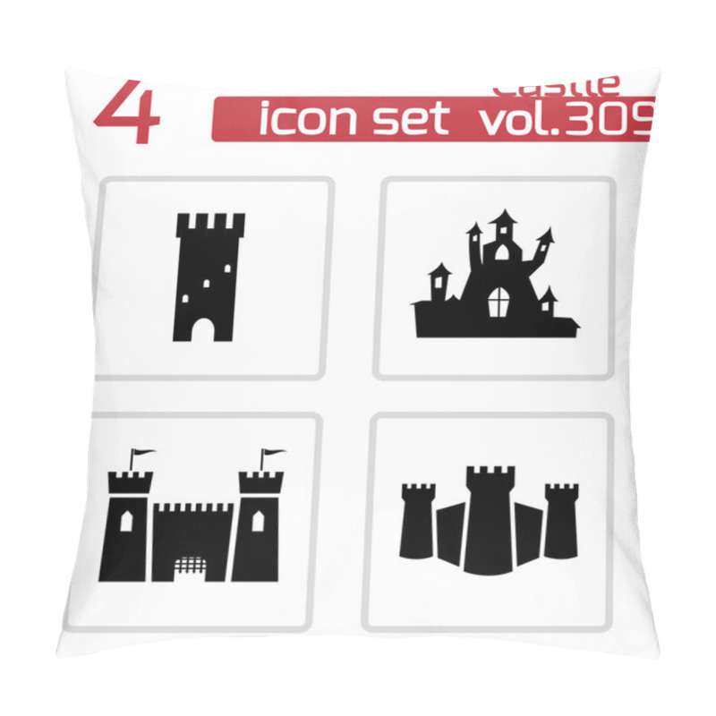 Personality  Vector Black Castle Icons Set Pillow Covers