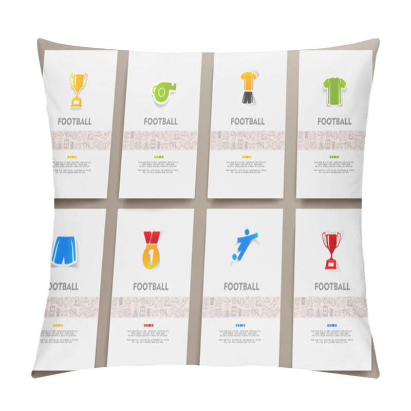 Personality  Templates Set With Doodles Football Theme Pillow Covers