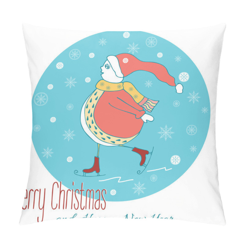 Personality  Snowman Enjoying Snow And Skate Pillow Covers