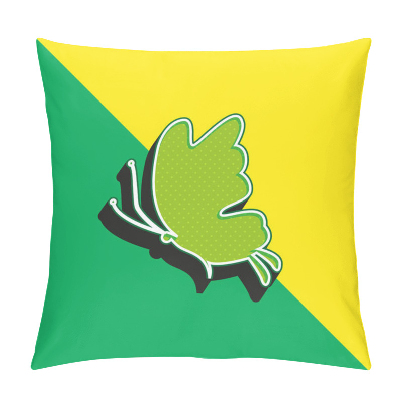 Personality  Beautiful Butterfly Silhouette Green And Yellow Modern 3d Vector Icon Logo Pillow Covers