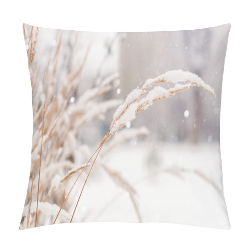 Personality  Plant Branches Under A Layer Of Snow, Winter Pillow Covers