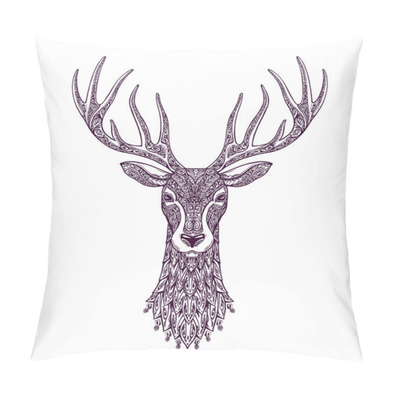 Personality  Hand Drawn Head Deer, Reindeer. Christmas, Xmas Symbol Pillow Covers