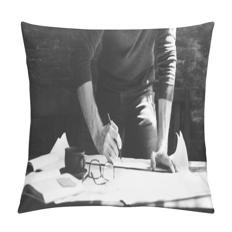 Personality  Man Working With Documents Pillow Covers