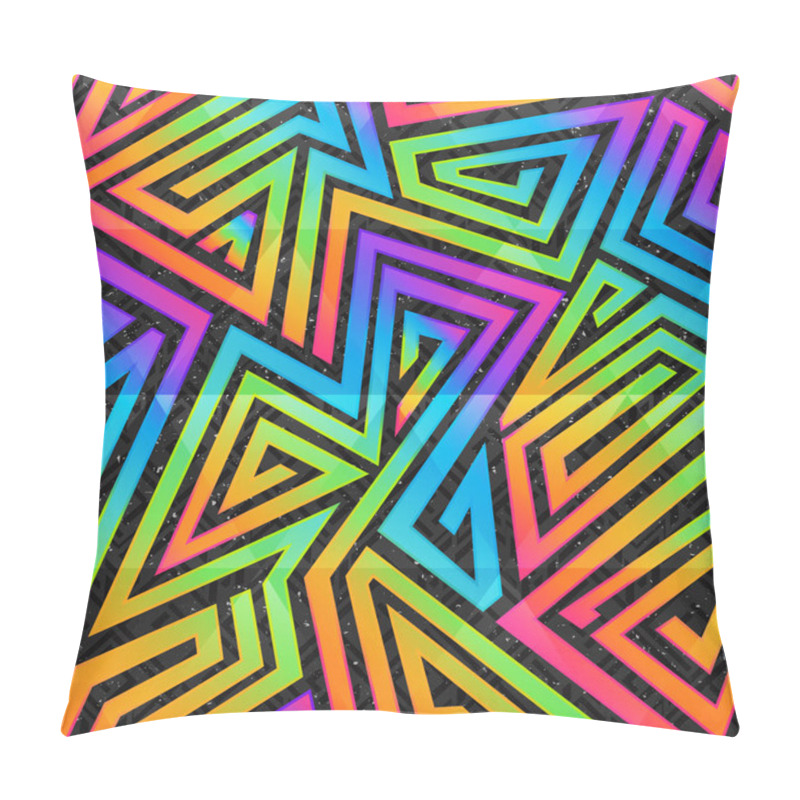 Personality  Rainbow Maze Seamless Pattern. Pillow Covers