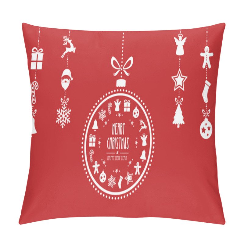 Personality  Christmas Bauble Ornaments Red Background Pillow Covers