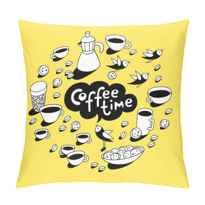 Personality  Coffee Time. Coffee Cups Pillow Covers