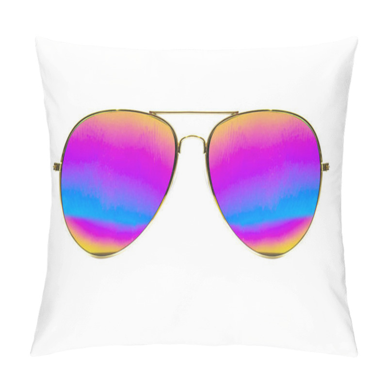 Personality  Sunglasses In An Iron Frame Isolated On White Background. Photo Pillow Covers