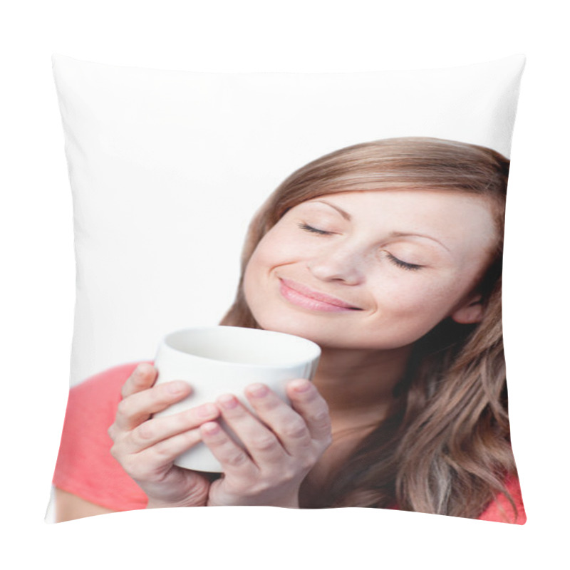 Personality  Beautiful Woman Drinking A Cup Of Tea Pillow Covers