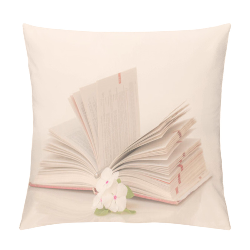 Personality  Open Book With Flowers In The Morning. Pillow Covers