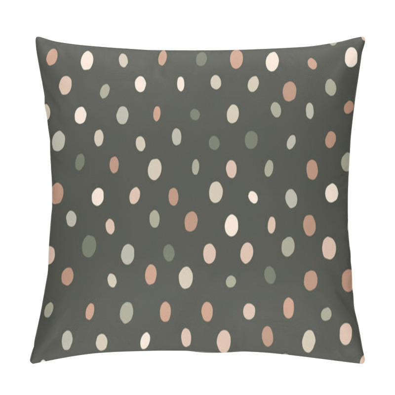 Personality  Stylish Abstract Seamless Pattern With Scattered Circles In Muted Earth Tones On A Dark Green Background. Pillow Covers