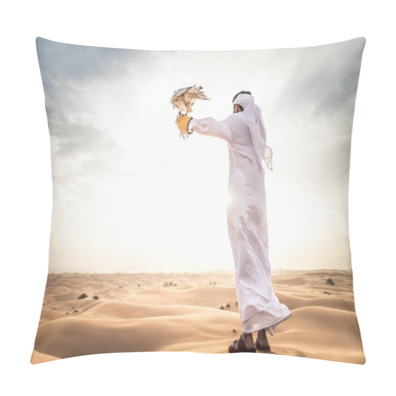 Personality  Arabian Man With Hawk Pillow Covers