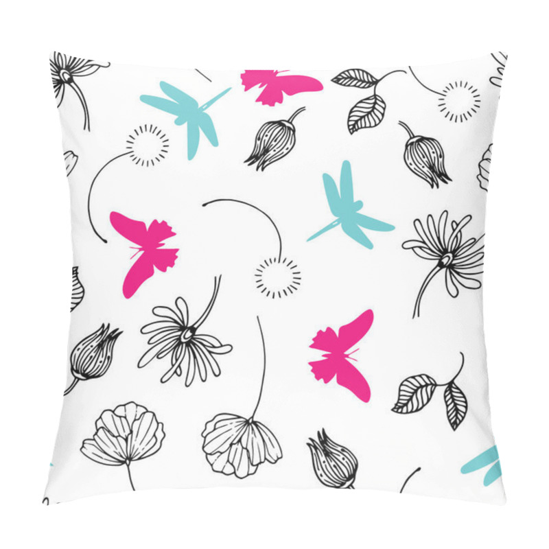 Personality  Butterfly And Dragonfly Vector Seamless Pattern Pillow Covers