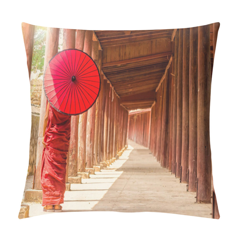 Personality   Buddhist Novice Standing In Pagoda Pillow Covers