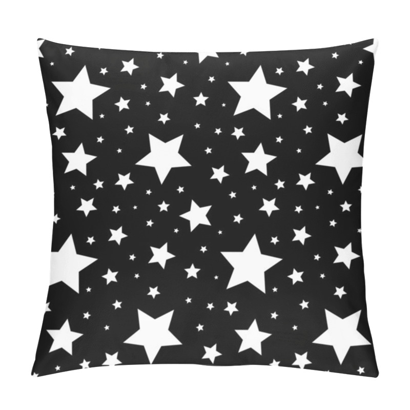 Personality  Seamless Pattern With White Stars On Black. Vector Illustration. Pillow Covers