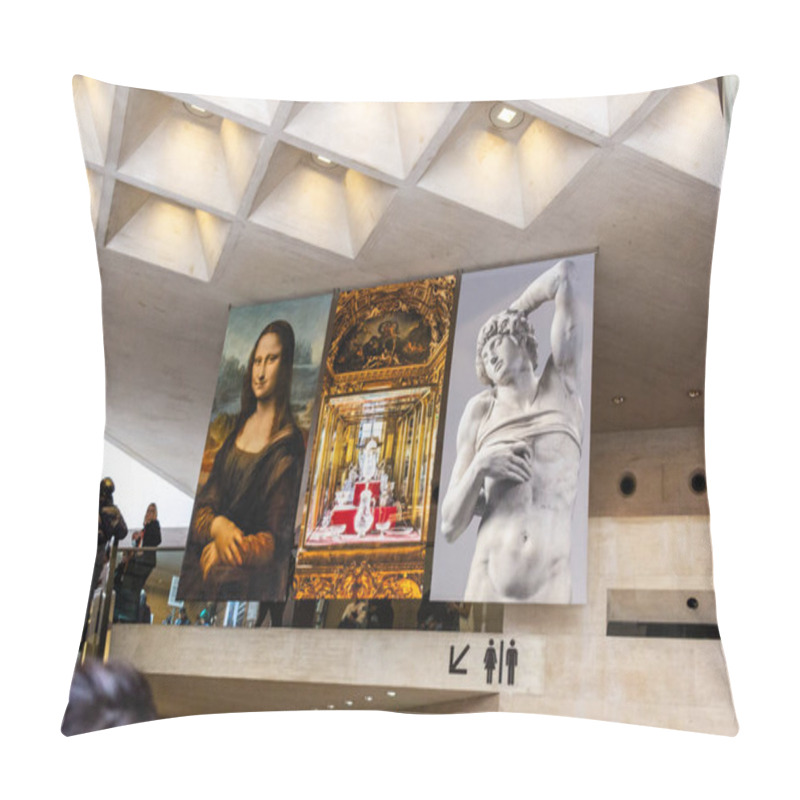 Personality  Paris, France, 9 November 2024: Iconic Artworks In Louvre Museum Interior Pillow Covers