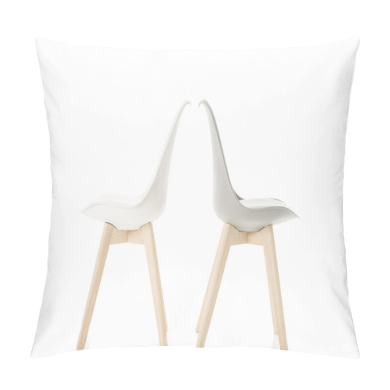 Personality  Back To Back Elegant Chairs On White Background Pillow Covers