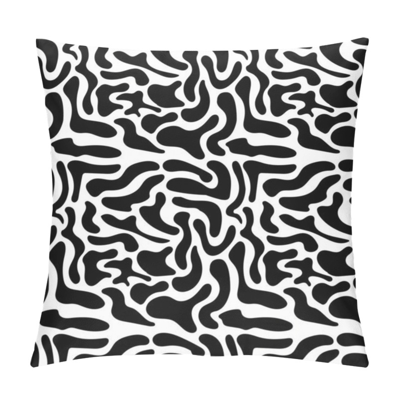 Personality  Vector Black Abstract Seamless Pattern. Repeat Pattern With Black Abstract Shapes  Pillow Covers