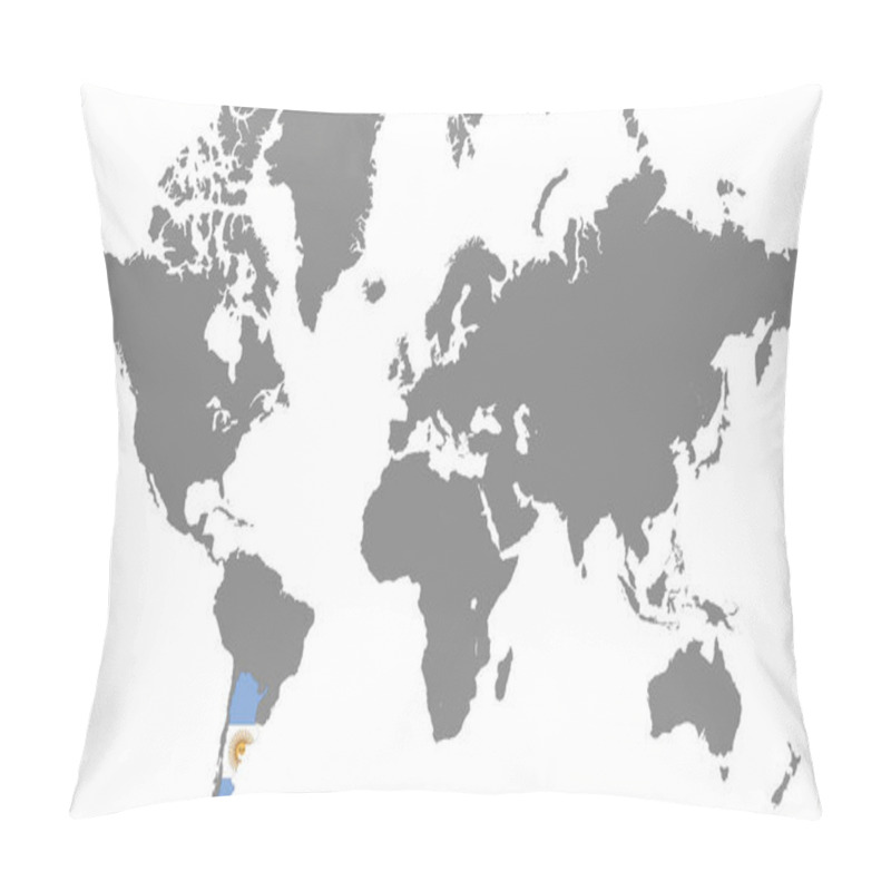 Personality  Argentina In World Map, World Map, Geographic Map, Argentina Map, Argentina Border Line, Asia, Africa, Europe, North America, South America, Australia Oceania Pillow Covers