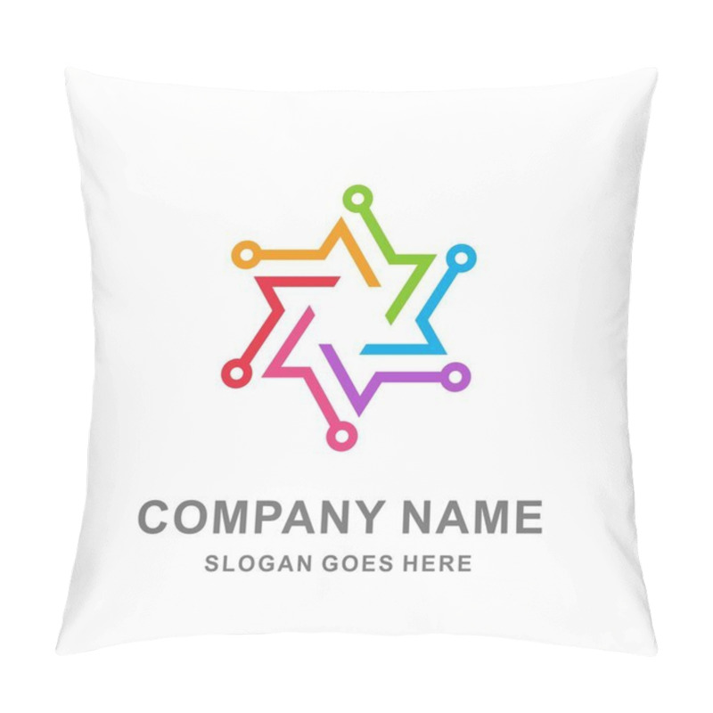 Personality  Circle Dots Digital Link Connection Business Company Vector Logo Design Pillow Covers