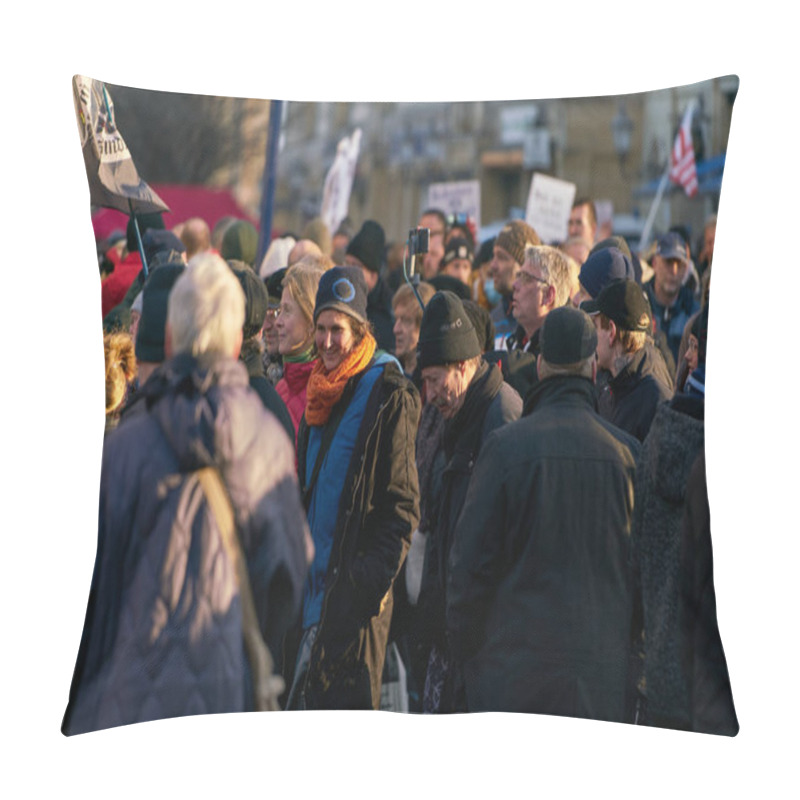 Personality   Magdeburg, Germany  January 08, 2022: Demonstration Of Corona Deniers And Vaccination Opponents In The City Center Of Magdeburg                               Pillow Covers