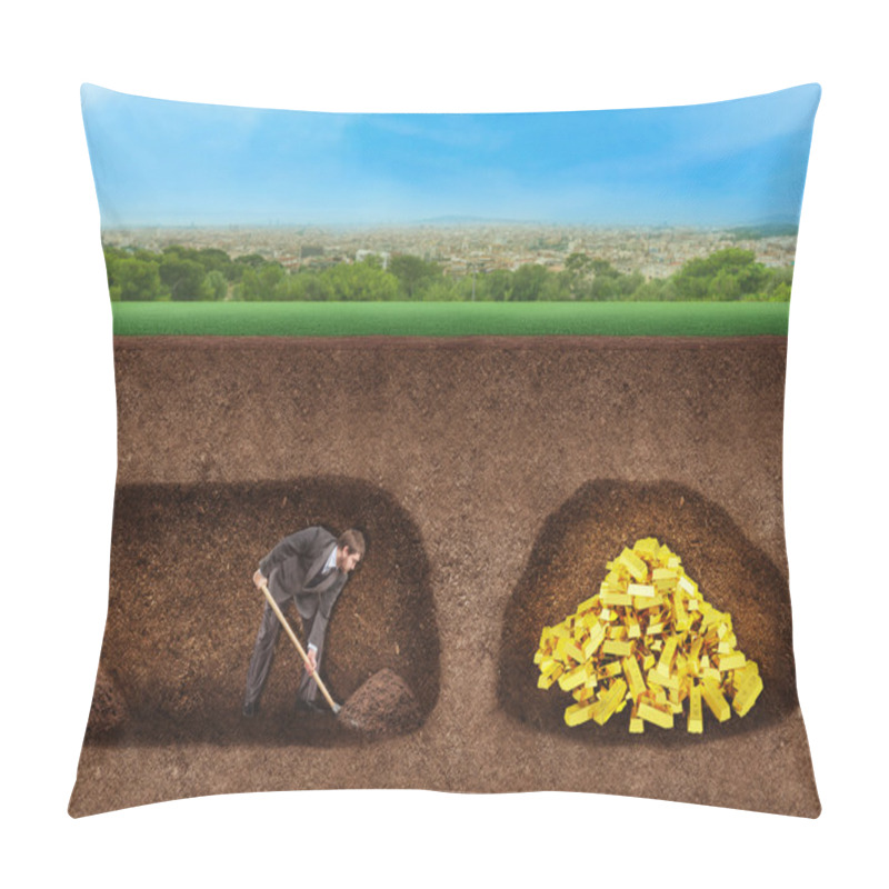 Personality  Businessman Digs  Tunnel To Treasure Pillow Covers