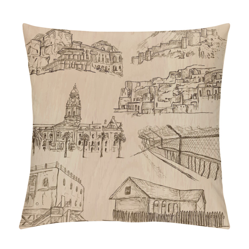 Personality  Architecture, Famous Places - Hand Drawn Vectors Pillow Covers